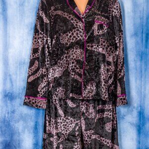 Sophia Intimates Black & Gray Velvet Pajamas Size M By Sophia Vergara